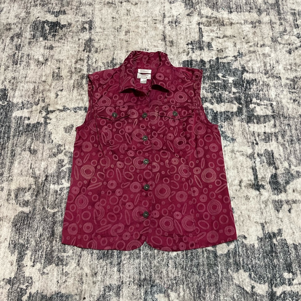 Christopher & Banks Burgundy Button Down Shirt
